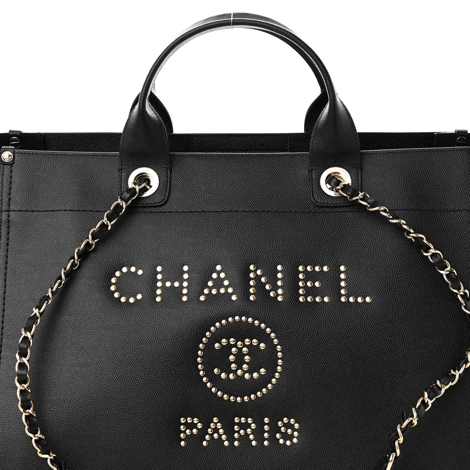 Chanel Caviar Medium Studded Deauville Tote Black 8 of 12