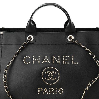 Chanel Caviar Medium Studded Deauville Tote Black 8 of 12