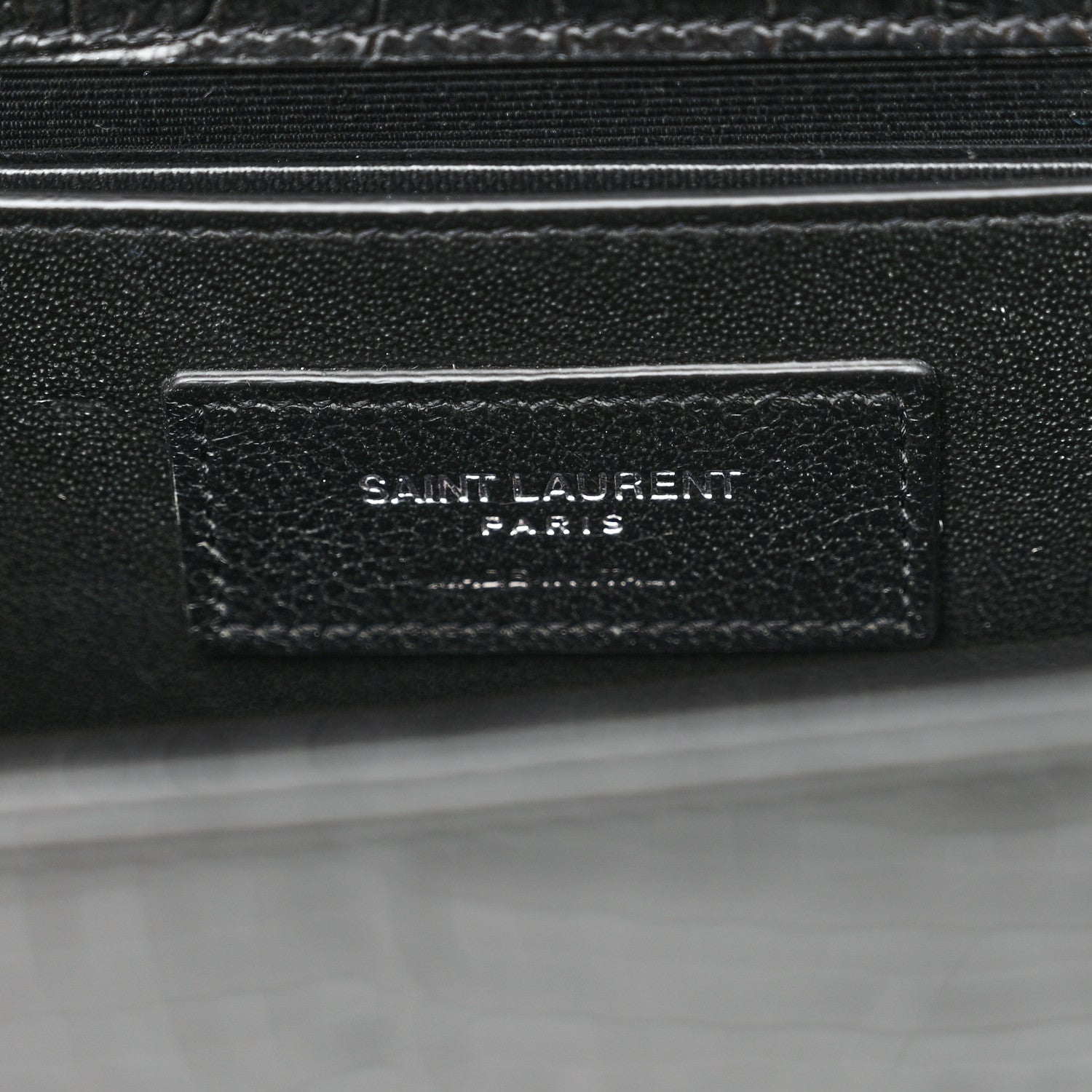 Saint Laurent Calfskin Crocodile Embossed Medium Classic Monogram Kate Tassel Satchel Black 7 of 10