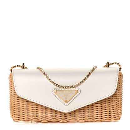 Prada Midollino City Calfskin Mini Bag Naturale White 1 of 8