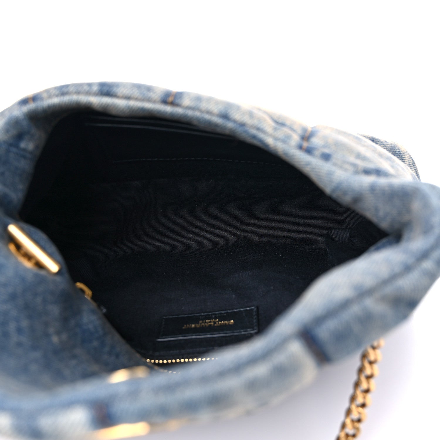 Saint Laurent Denim Quilted Toy Loulou Puffer Monogram Chain Satchel Rodeo Blue 5 of 10