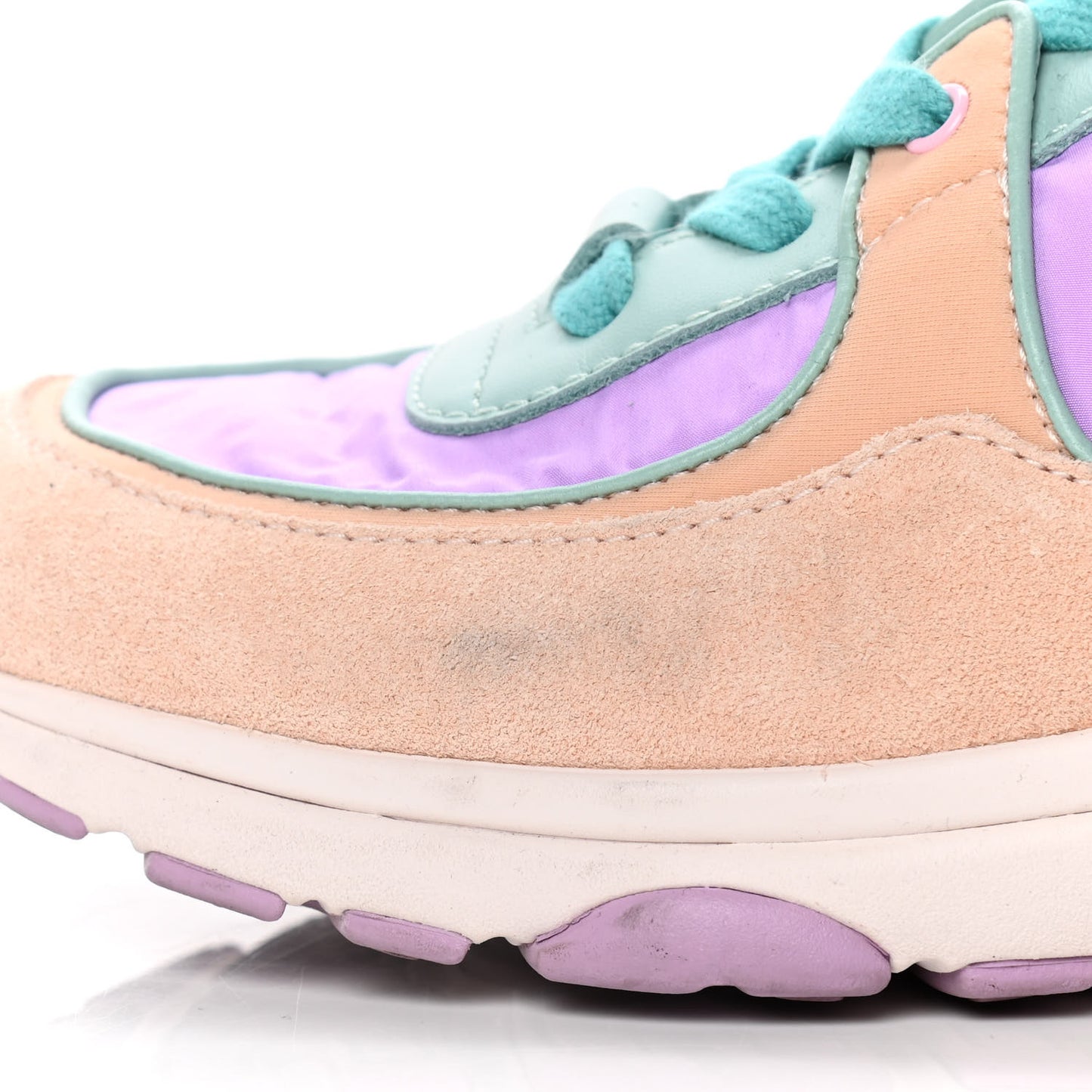 Nylon Lambskin Suede Calfskin CC Sneakers 37 Green Purple Pink