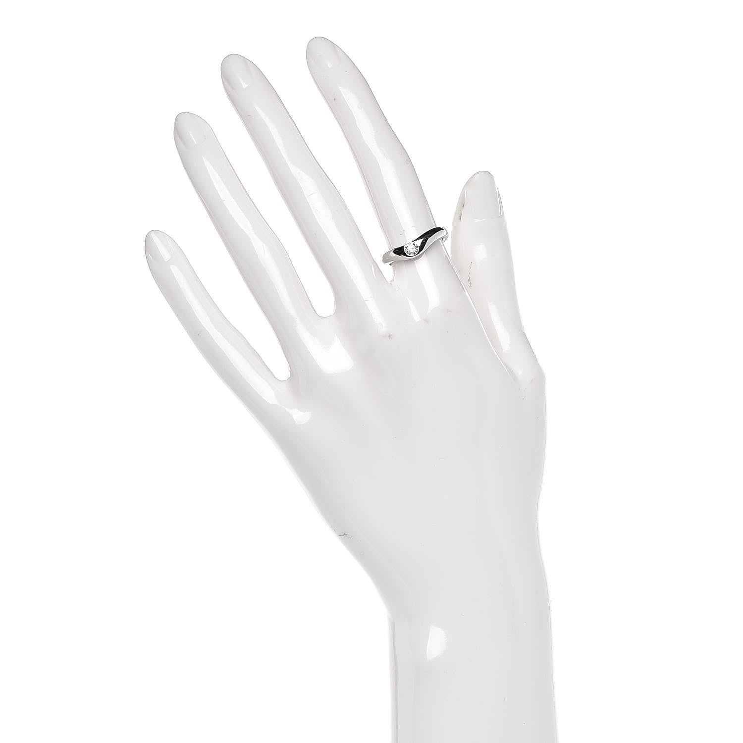 Tiffany Platinum Diamond Elsa Peretti Curved Band Ring 51 5.75 2 of 5
