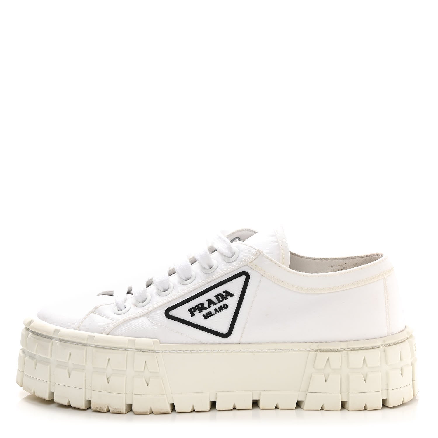 Prada Re-Nylon Gabardine Triangle Logo Double Wheel 50mm Sneakers 36.5 White 1 of 9