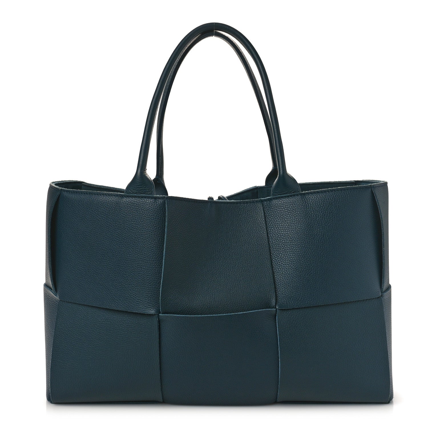 Bottega Veneta Grained Calfskin Maxi Intrecciato Medium Arco Tote Navy Blue 1 of 11
