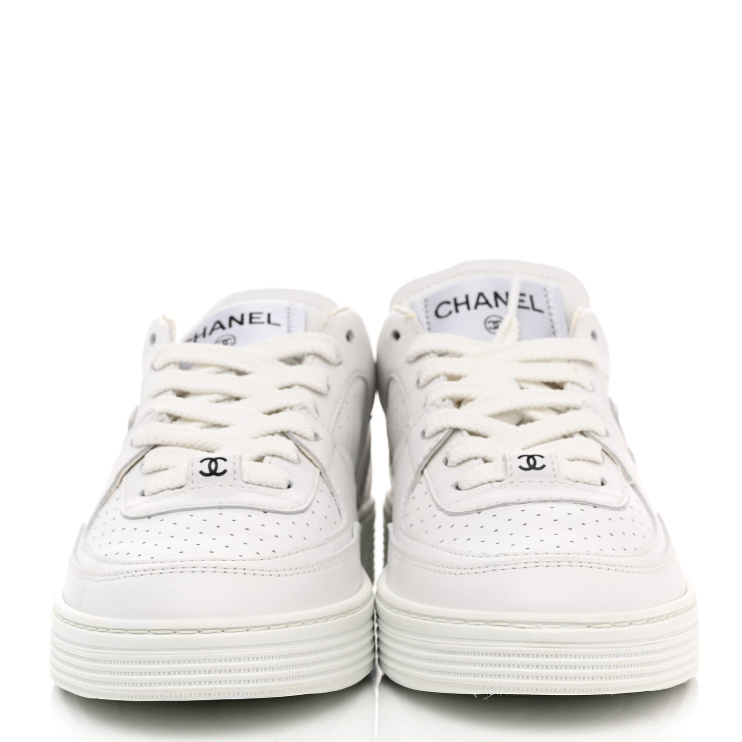 Calfskin Womens Logo Sneakers 36 White