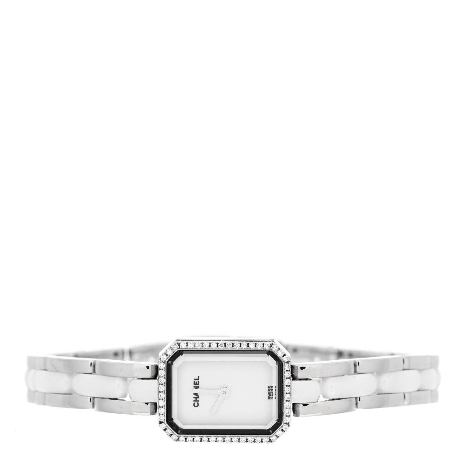 Chanel Stainless Steel Ceramic Diamond Bezel 16mm Chain Premiere Quartz Watch White 2 of 4