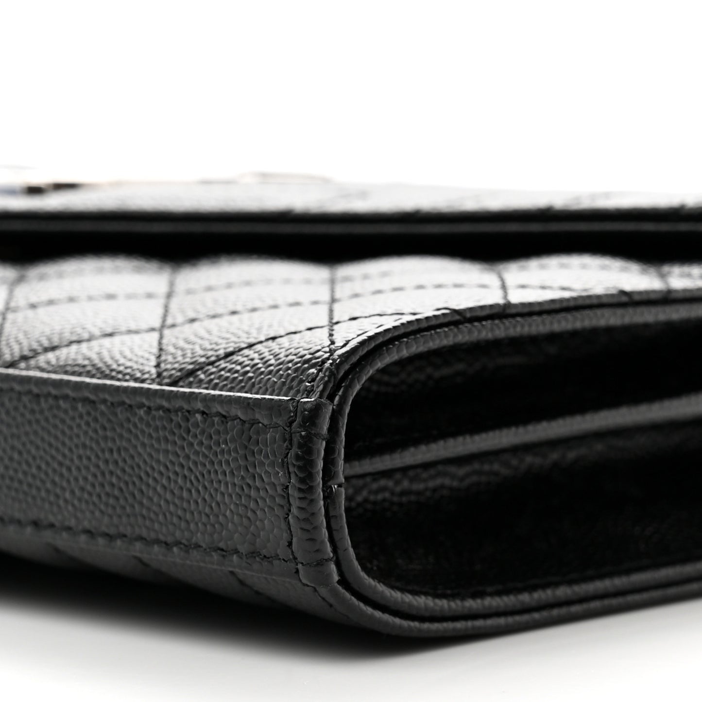 Grain De Poudre Mixed Matelasse Triquilt Monogram Chain Wallet Black