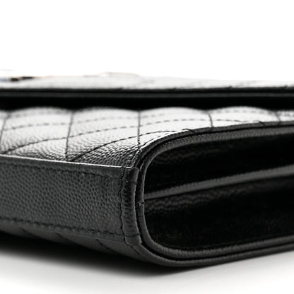 Saint Laurent Grain De Poudre Mixed Matelasse Triquilt Monogram Chain Wallet Black 8 of 8