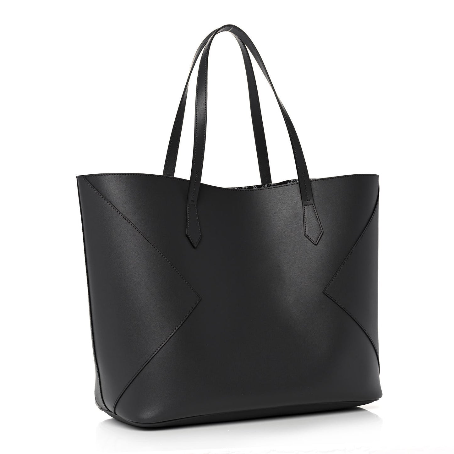 Smooth Calfskin Wing Shopper Tote Grey White