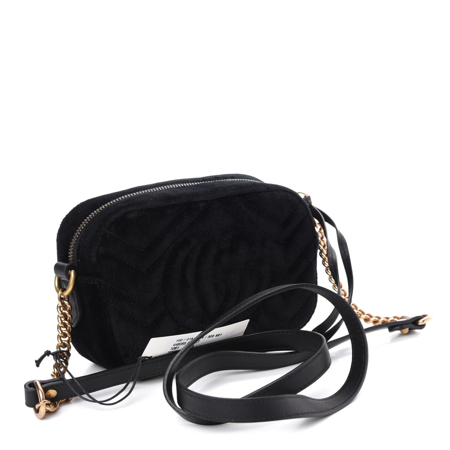 Velvet Matelasse Marquise Crystals Mini GG Marmont Chain Shoulder Bag Black