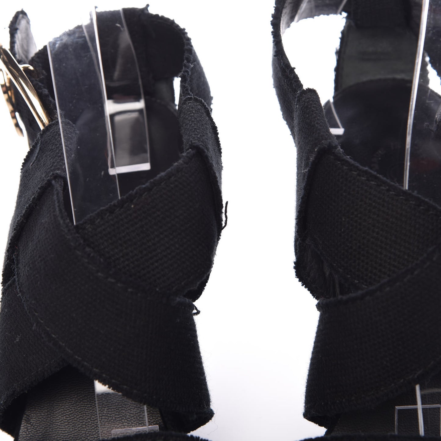 Canvas Heart CC Wedge Sandals 36.5 Black