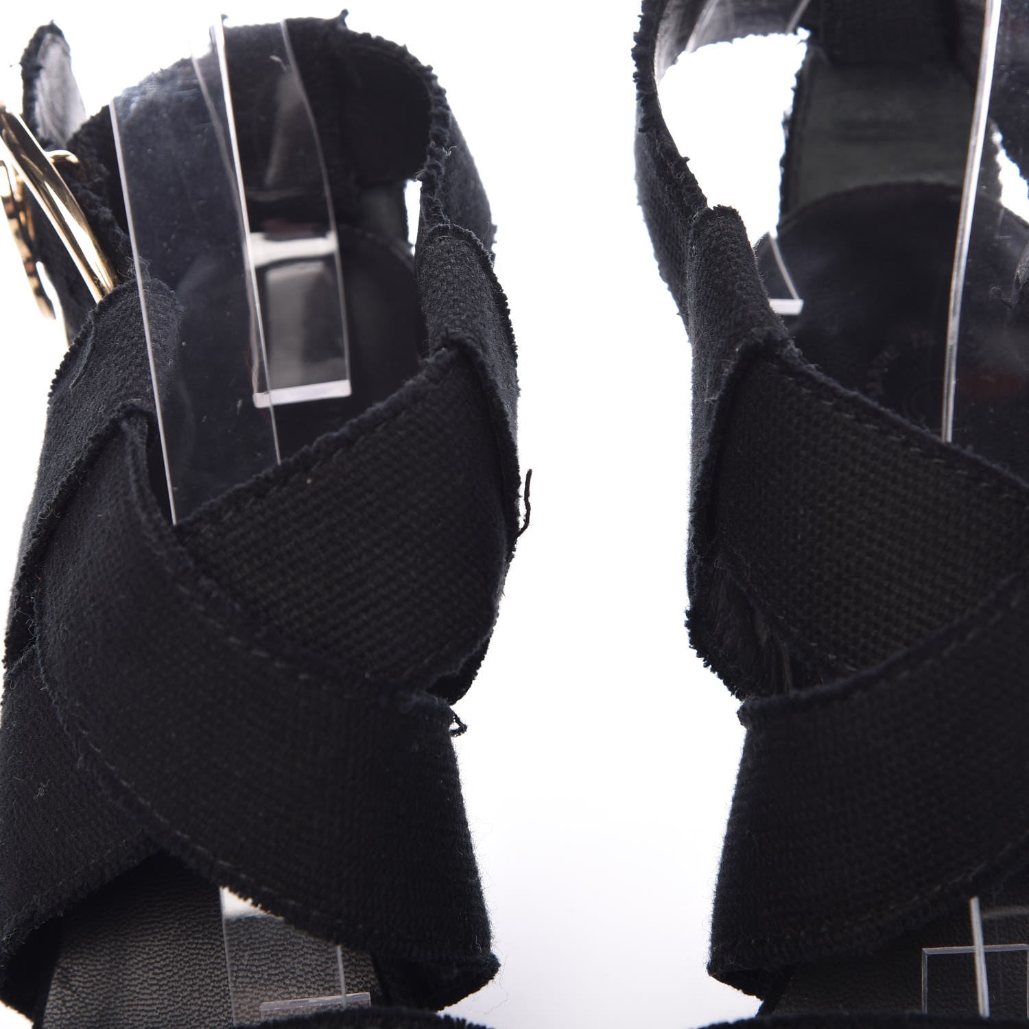 Chanel Canvas Heart CC Wedge Sandals 36.5 Black 12 of 18