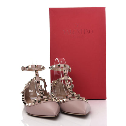 Valentino Garavani Calfskin Nappa Rockstud Cage Ballerina Flats 38.5 Poudre 8 of 11
