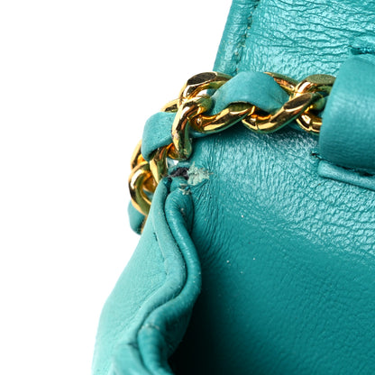 Chanel Lambskin Quilted Mini Pouch Bag Charm Keychain Turquoise 16 of 16