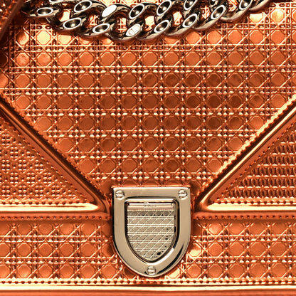 Christian Dior Metallic Patent Micro-Cannage Small Diorama Flap Bag Orange 7 of 14