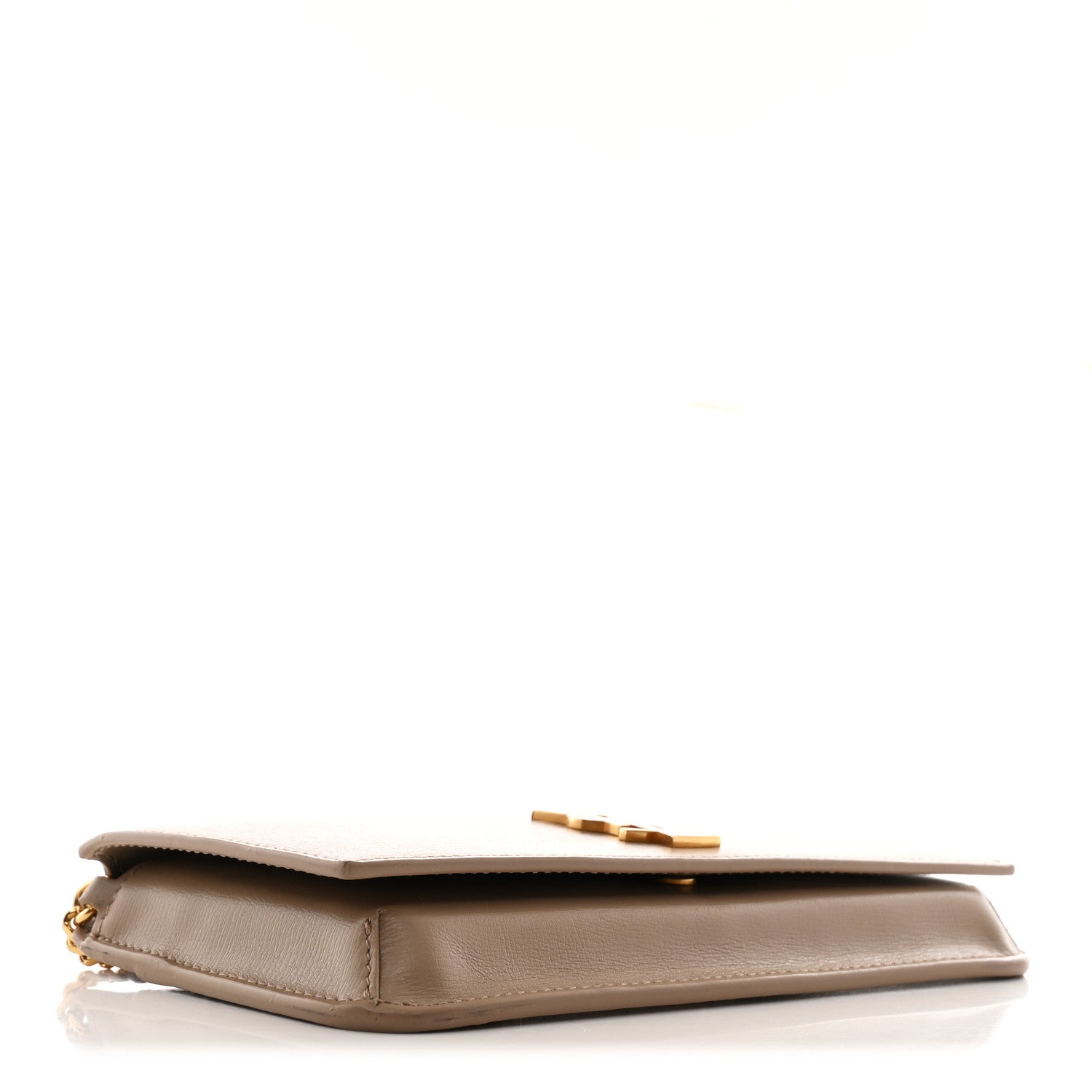 Saint Laurent Smooth Calfskin Monogram Phone Holder Crossbody Dark Beige 3 of 10
