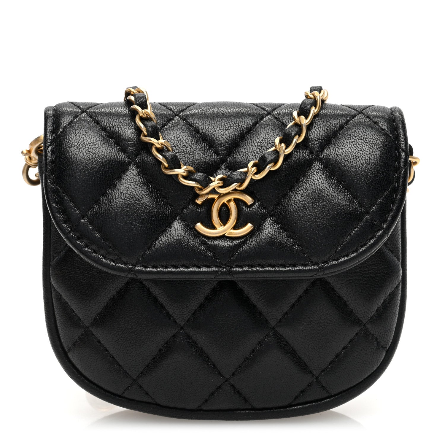 Chanel Lambskin Quilted Pearl Crush Waist Bag Black 1 of 10