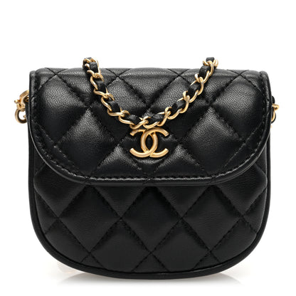 Chanel Lambskin Quilted Pearl Crush Waist Bag Black 1 of 10