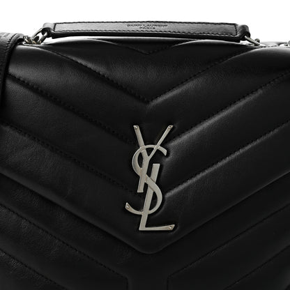 Saint Laurent Calfskin Y Quilted Monogram Small Loulou Chain Satchel Black 7 of 9