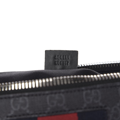 Gucci Soft GG Supreme Monogram Appia Calfskin Web East West Messenger Bag Black Grey 6 of 10