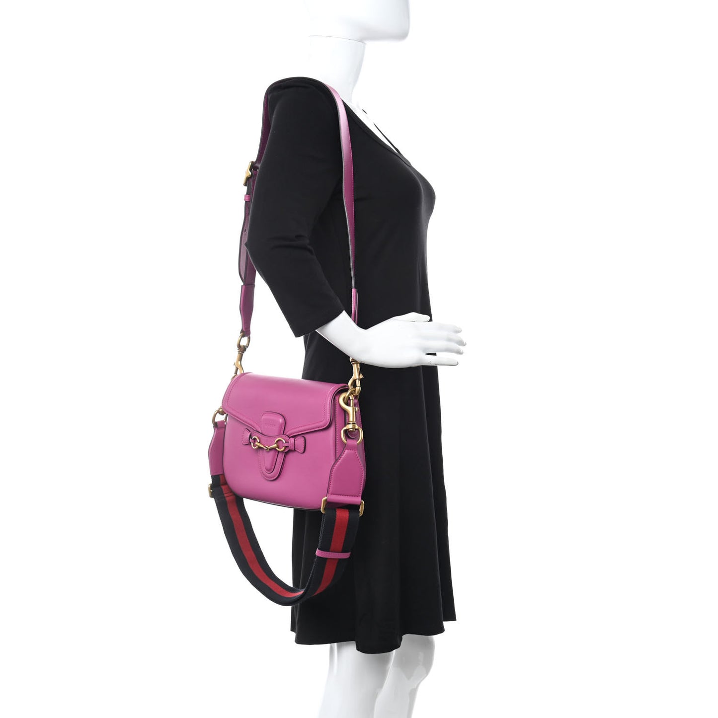 Calfskin Medium Lady Web Shoulder Bag New Rosette