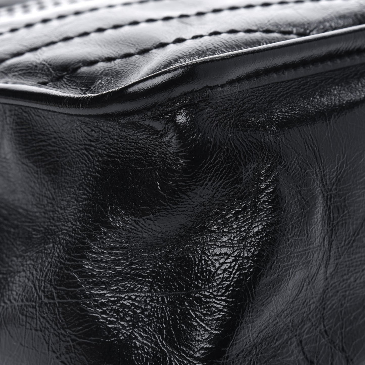 Crinkled Calfskin Matelasse Monogram Medium Niki Chain Satchel Black