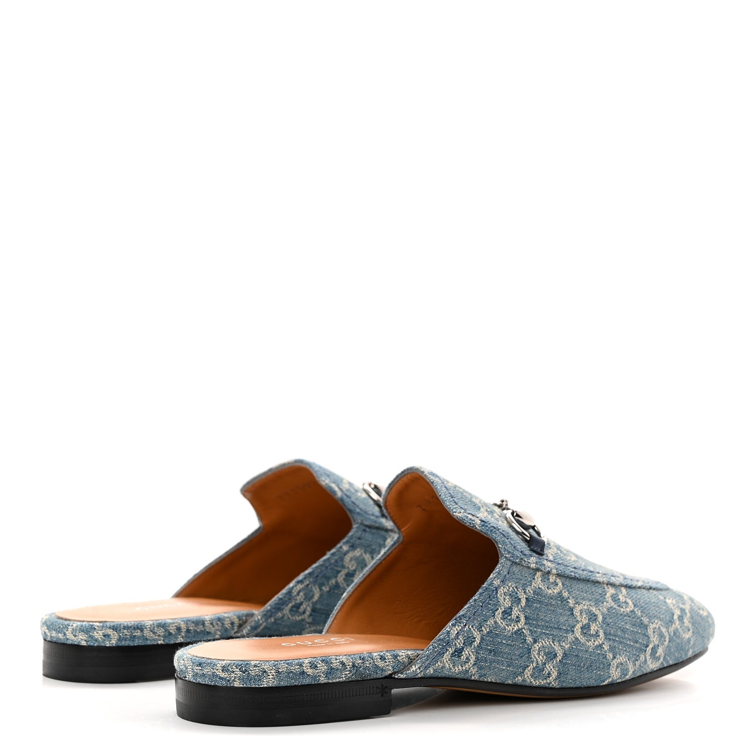 Gucci New Denim GG Malaga Kid Womens Princetown Slippers 37.5 Light Blue Royale 5 of 10