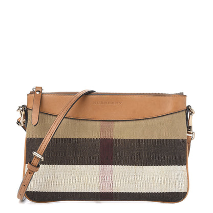 Burberry Mega Check Peyton Crossbody Clutch Bag Saddle Brown 1 of 10