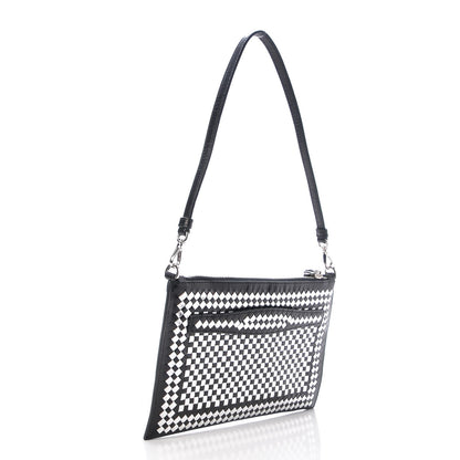 Prada Goatskin Woven Pochette Black Argento 3 of 7