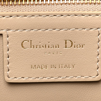 Christian Dior Calfskin Tweed Embroidered Cannage Medium Caro Bag Beige Gold 6 of 13