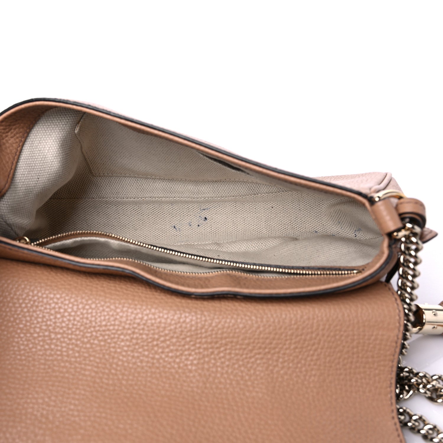 Gucci Pebbled Calfskin Medium Soho Flap Crossbody Camelia 5 of 16