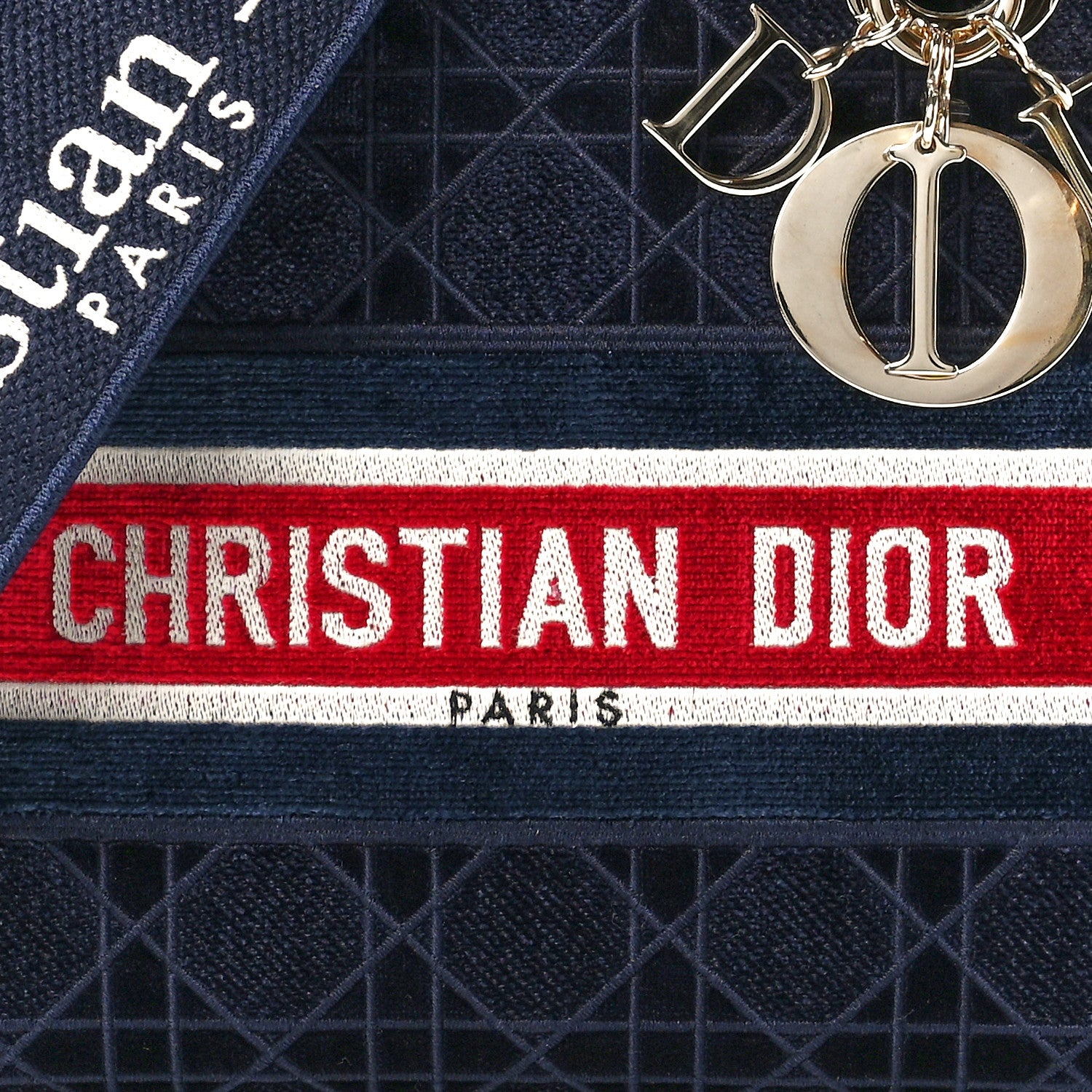 Christian Dior Velvet Cannage Medium Lady D-Lite Blue Red White 8 of 11