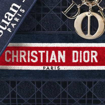 Christian Dior Velvet Cannage Medium Lady D-Lite Blue Red White 8 of 11