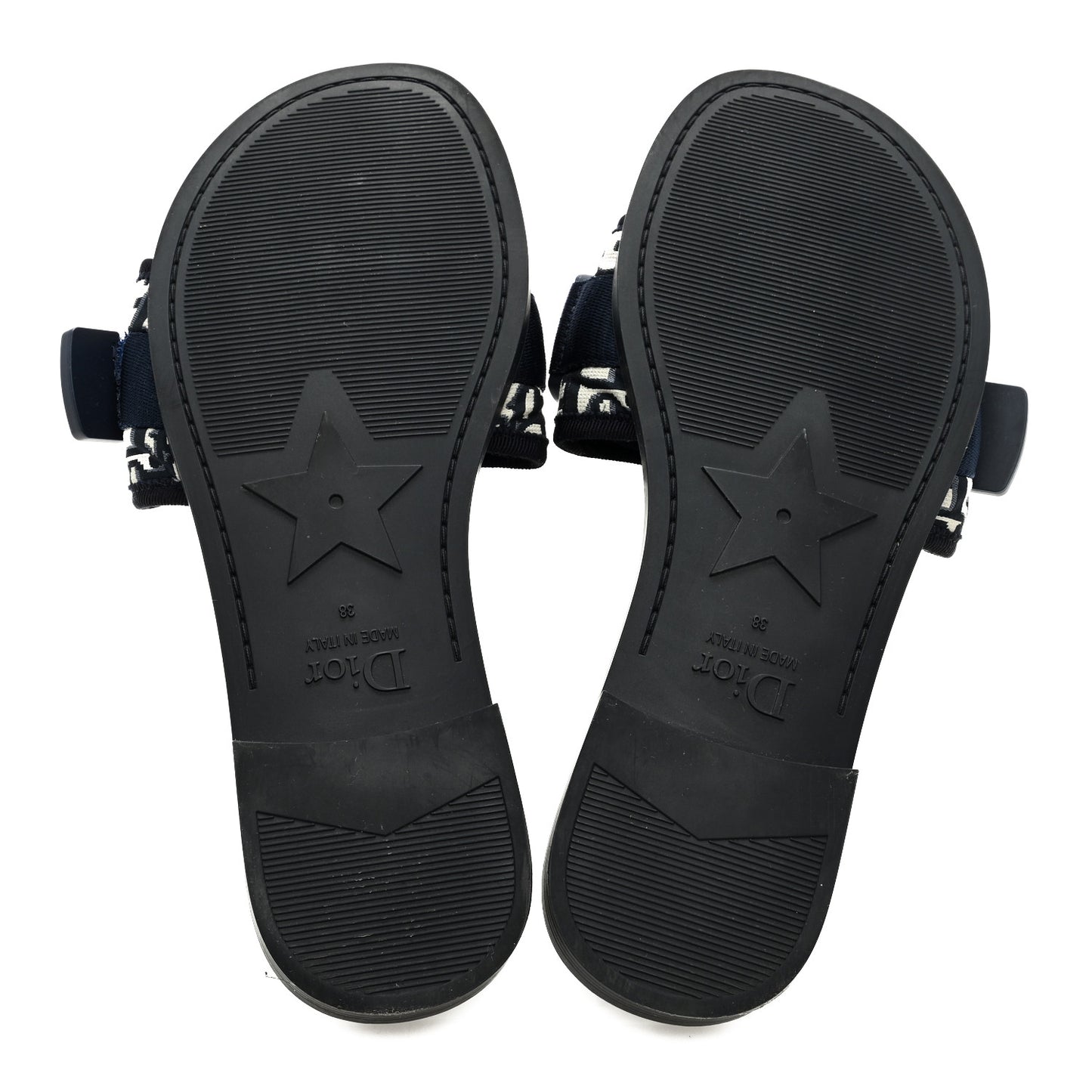 Nylon Oblique Dio(r)evolution Slide Sandals 38 Deep Blue