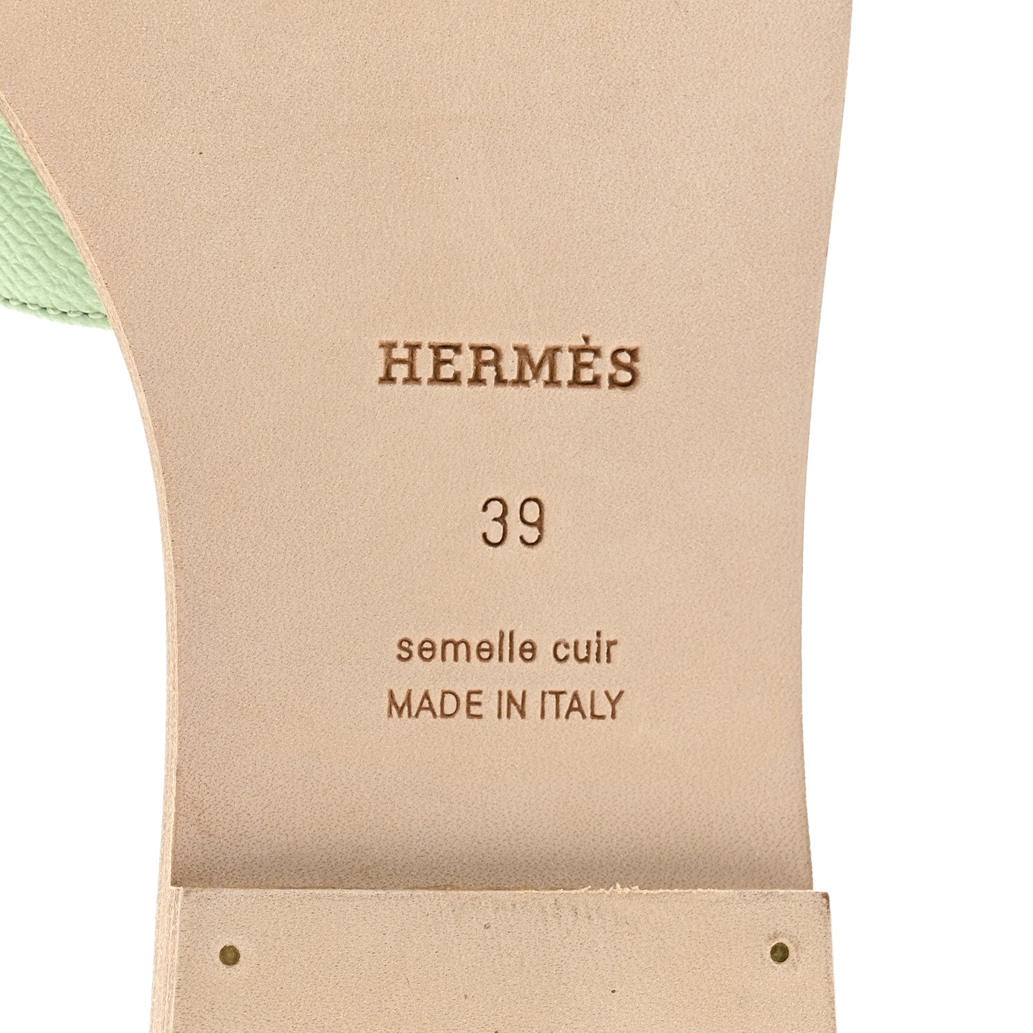 Hermes Epsom Oran Sandals 39 Vert Jade 6 of 9