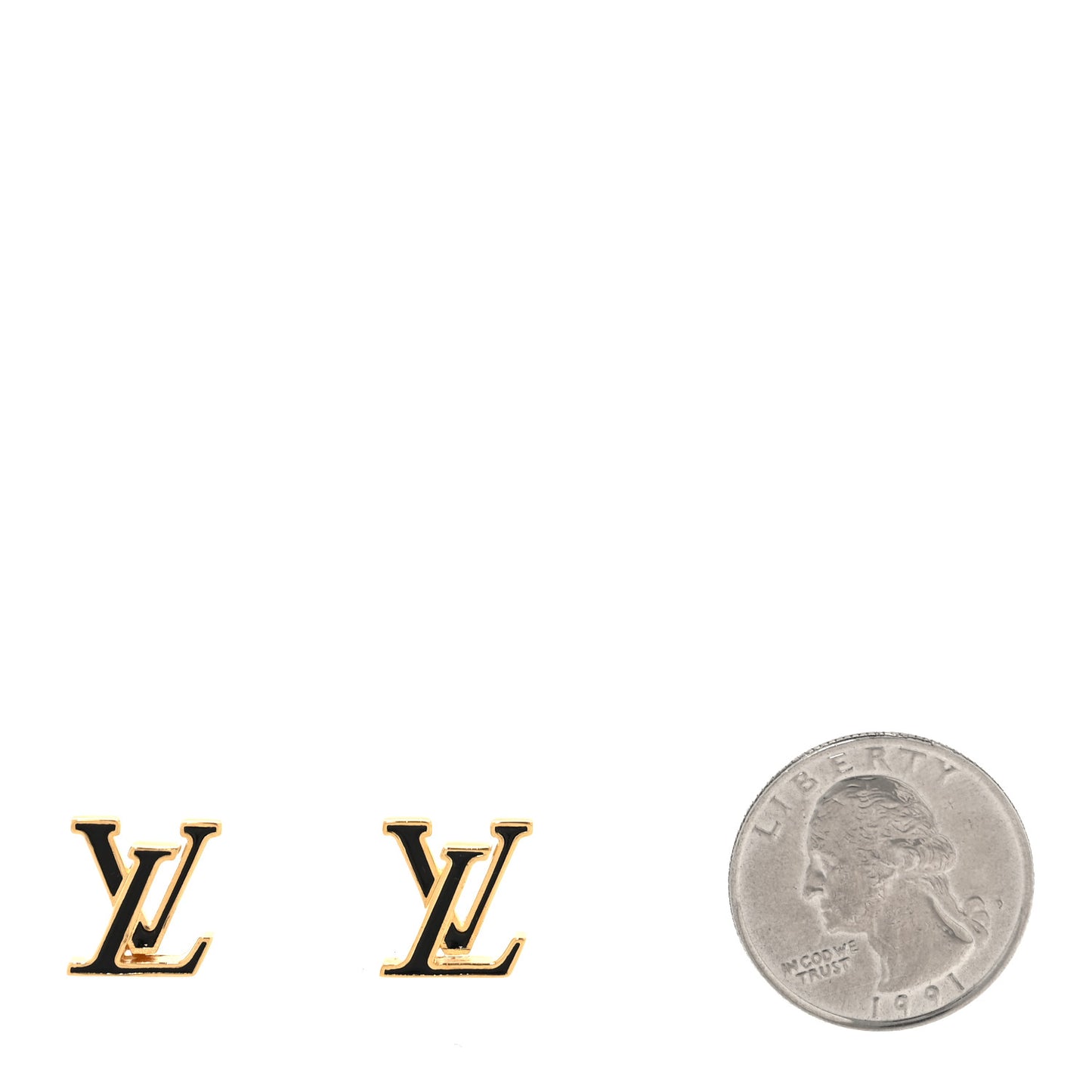 Metal Enamel LV Iconic Earrings Gold
