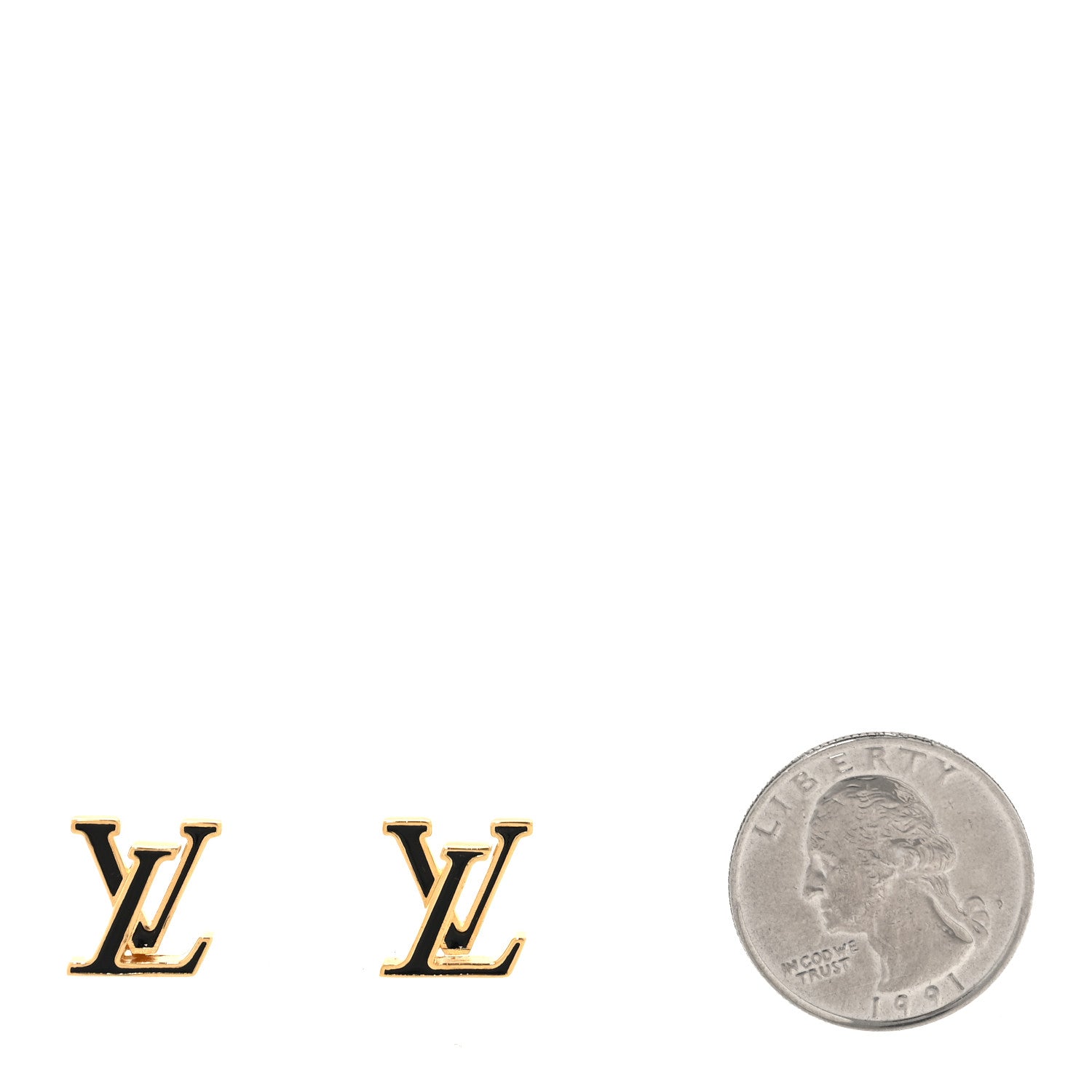Louis Vuitton Metal Enamel LV Iconic Earrings Gold 2 of 6