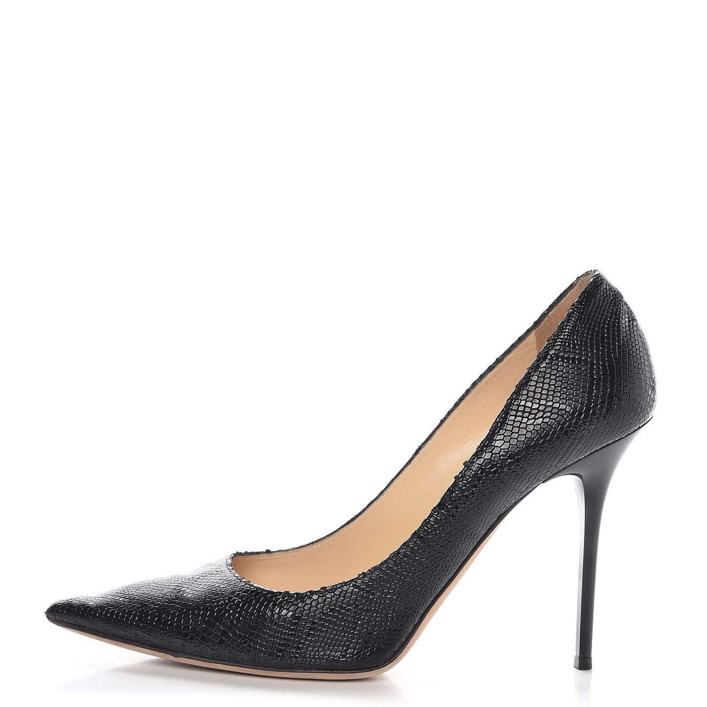 Snakeskin Pointed Toe Pumps 40 Black