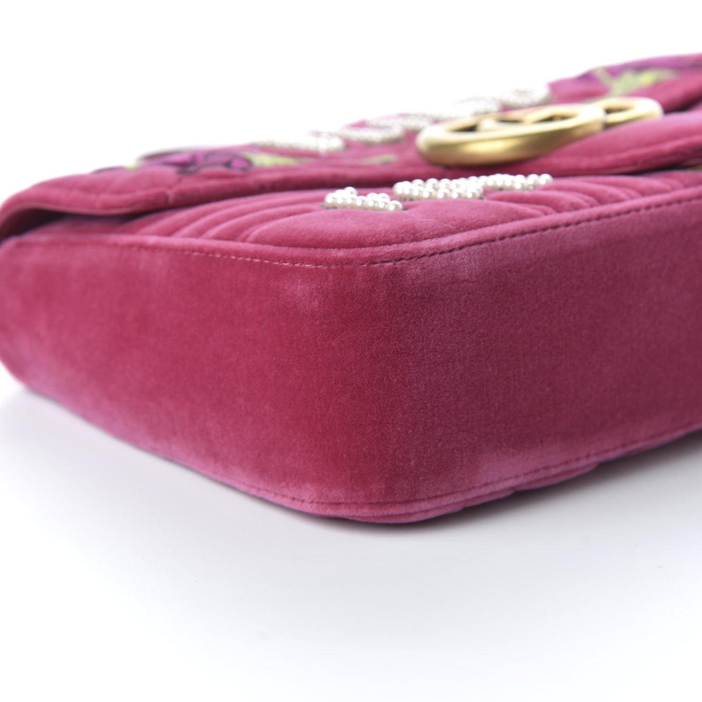 Velvet Matelasse Blind for Love Embroidered Medium GG Marmont Shoulder Bag Light Raspberry Rose Multicolor