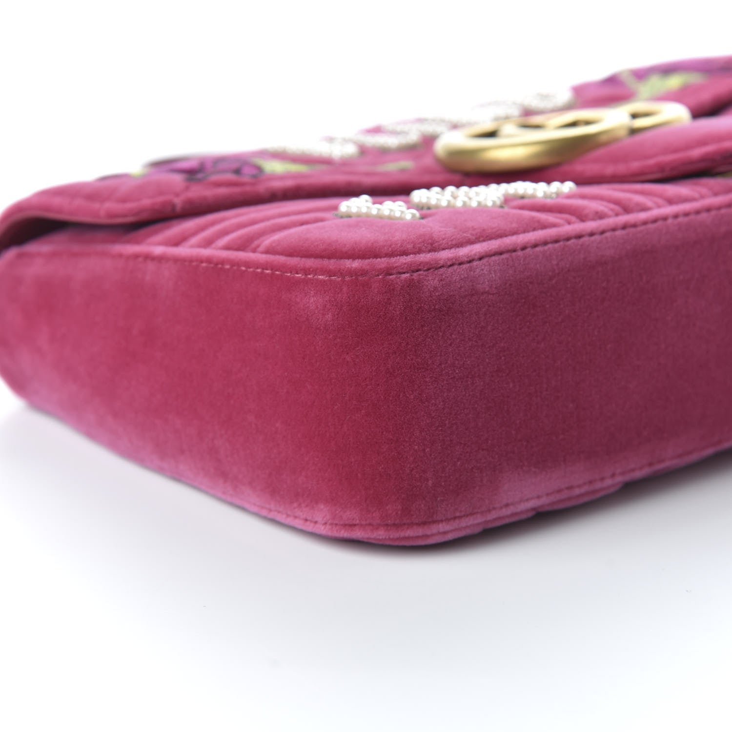 Gucci Velvet Matelasse Blind for Love Embroidered Medium GG Marmont Shoulder Bag Light Raspberry Rose Multicolor 6 of 10