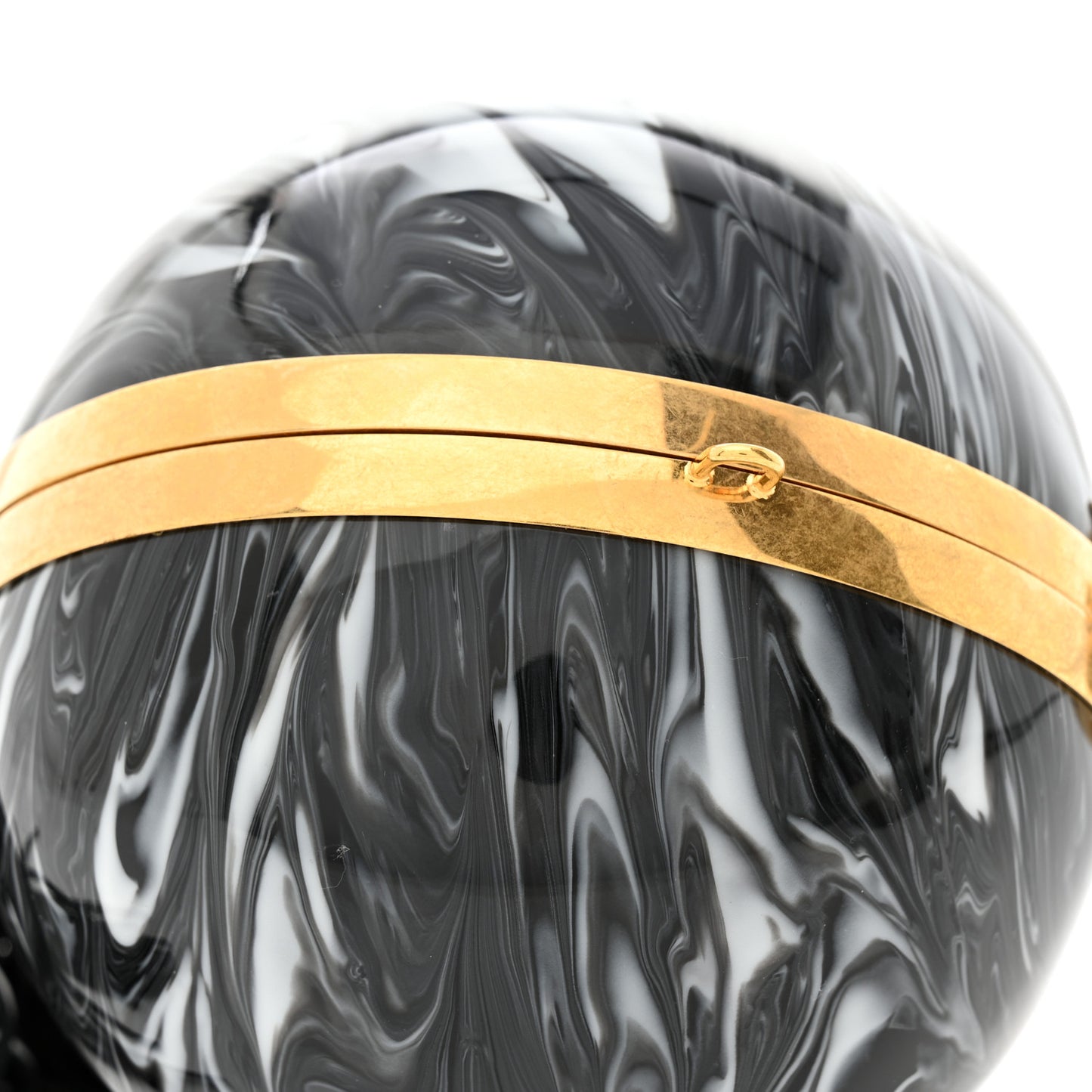 Nappa Plexiglass Sphere Skull Clutch Smoked Black
