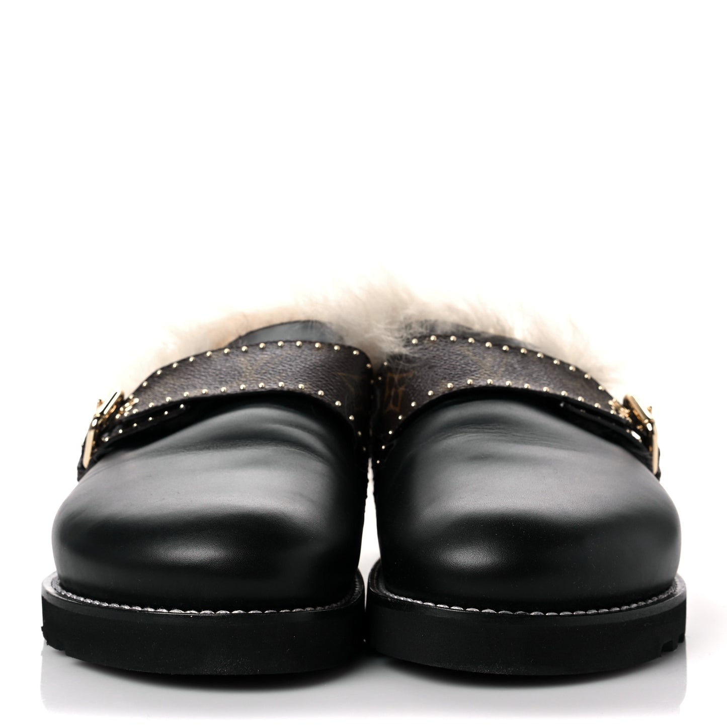 Calfskin Monogram Lambswool Winterbreak Comfort Clogs 38 Black