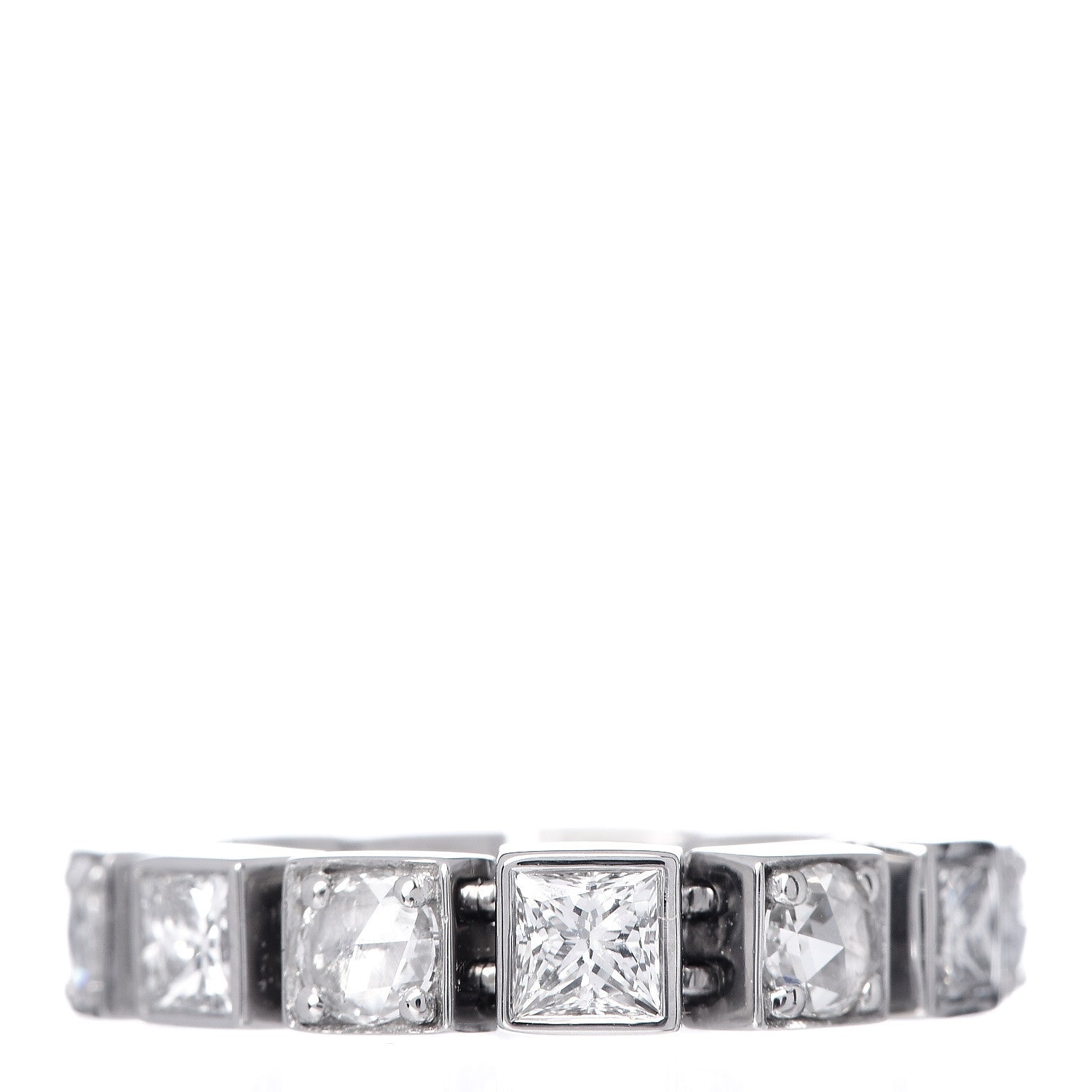Tiffany 18K White Gold Diamond T Line Band Ring 52 6 1 of 5