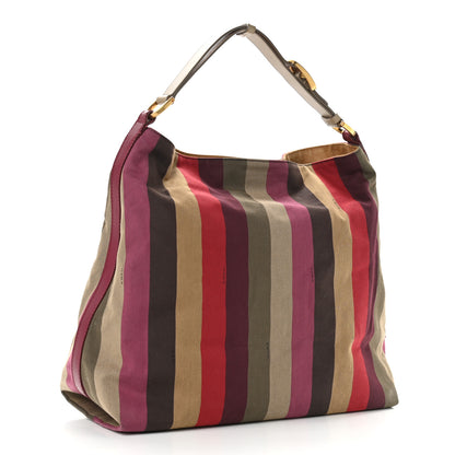 Fendi Canvas Striped Pequin Hobo Multicolor 3 of 16