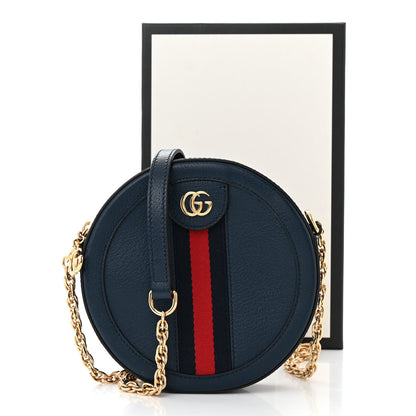 Gucci Soft Textured Calfskin Web Mini Ophidia Round Shoulder Bag Blue Agata 11 of 11