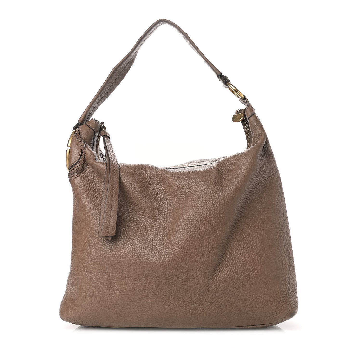 Pebbled Calfskin Twill Hobo Brown