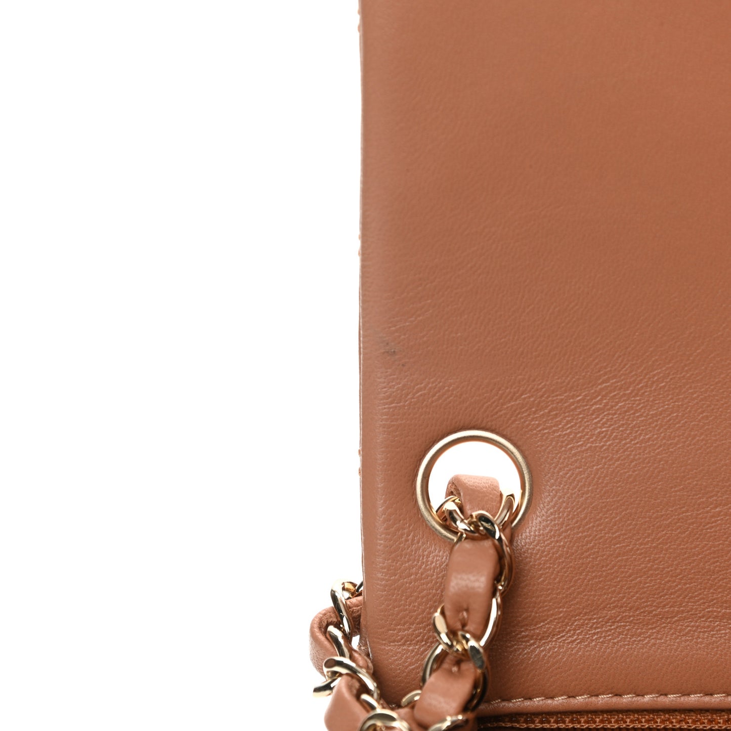 Lambskin Quilted Mini Square Flap Brown