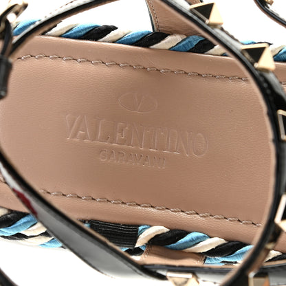 Valentino Garavani Patent Rockstud Torchon Espadrille Caged 30mm Flat Sandals 39 Black 7 of 12