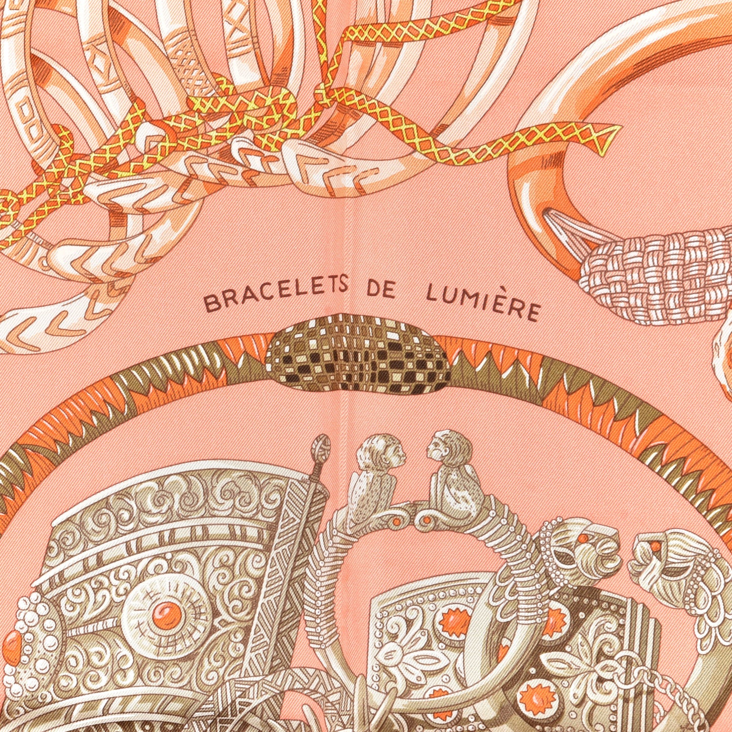 Silk Bracelets de Lumiere Scarf 90 Saumon Vert Corail